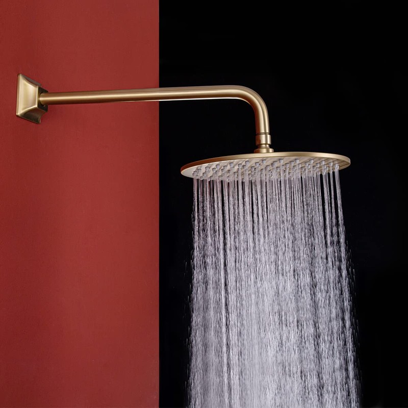 SEABEFORE 16" long sweep shower arm Wall Mounted Gold shower