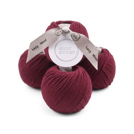 About Strings Lazy Wool - Merino Wool Blend No. 3 Light DK Yarn, 50g 109 yards per ball, 4-Pack (Pinot)