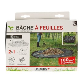 Greengers Garden Waste Bag, Tarpaulin for Collecting Leaves, Diameter 220 cm, Tarpaulin 2-in-1 for Green Waste - 1 Tarpaulin - 3 Reinforced Handles, Lockable, Very Practical, 130 L