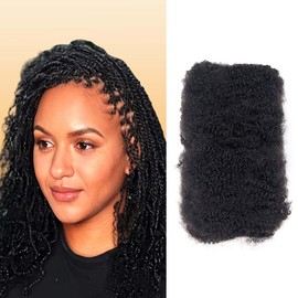 Afro Kinkys Bulk Human Hair 14 Inch 3 Packs/ 5.4 oz for Micro Locs/Twists/Braids/Repair Locs Afro Kinky Curly Bulk Human Hair Natural Black Can Be Bleached and Dyed