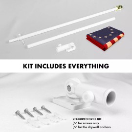 G128 6 Ft Flagpole White & Betsy Ross Tea Stained Flag 3x5 Ft Embroidered 420D Poly