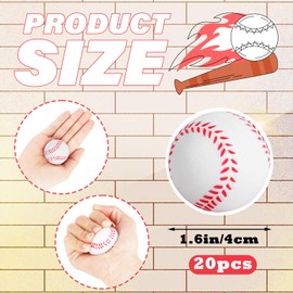 Hxezoc 20 Pieces Mini Baseball Stress Balls Baseball Foam Sports Balls Small Squeeze Anxiety Bulk Toy Ball for Kids Baseball Birthday Party, School Carnival Party Supplies