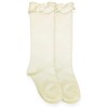 Jefferies Socks Little Girls Ruffle Knee High Socks, Ivory, Medium