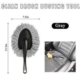 KVAEY Car Dash Duster Brush, Super Soft Microfiber Multi-Functional Car Cleaning Brush, Scratch Free Dash Dusting Tool with a Anti-Skid Handle for Vehicle Home Kitchen Cleaning (Gray)
