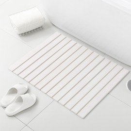 KEYCHAD Stone Bath Mat Large, 31"x 23" Non-Slip Diatomaceous Earth Mat, Extra Large Stone Bath Mats for Bathroom, Quick Drying Dish Mat, Dog Pet Bowl Mat, Rollable & Foldable Bath Mat, White XL