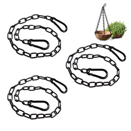 Pack of 3 Stainless Steel Chains with Carabiner, 0.5 m Stainless Steel Chain Link Chain 3 mm Steel Chain Links for Hanging Anchor Chain Hammock Load Garden Gates (Black)