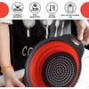Red Round Silicone Collapsible Colander – Silicone Round Kitchen Strainers