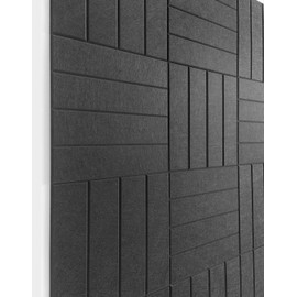 DECORITA Felt Bulletin Board Tiles | Modern Cork Board Alternative | Large Cork Boards for Walls | Aesthetic Felt Wall Panels for Office & Home Decor | Pinboard & Photo Board (12-Pack) | Black