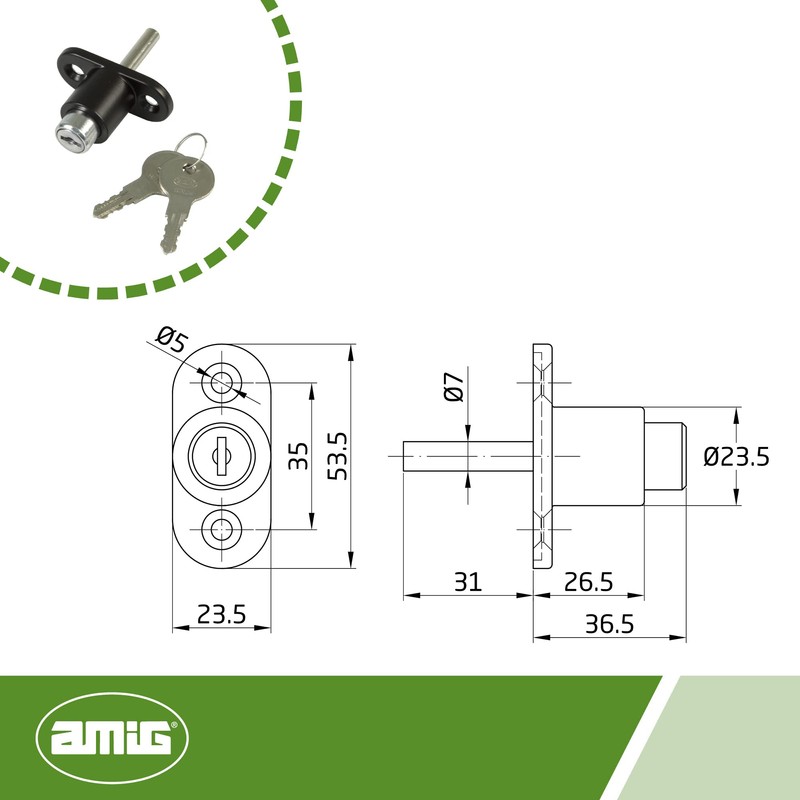 Amig - Security Lock for Window Mod.45 | Mortice Lock