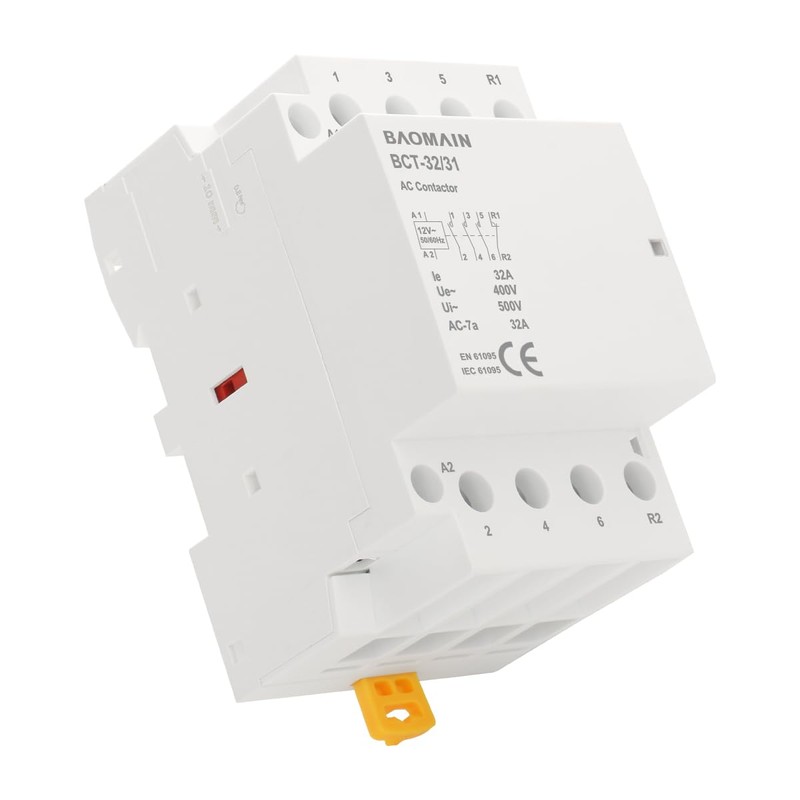 Baomain 12V AC 4-Pole Modular Contactor, 32A 3NO1NC Normally Open
