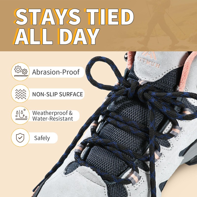 Stepace Round Boot Laces (2 Pairs) 4.5 mm Heavy Duty