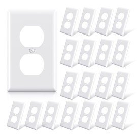 ELEGRP Duplex Receptacle Outlet Covers, 1-Gang Standard Size Wall Plates, Unbreakable Polycarbonate Dual Outlet Faceplates Covers, UL Listed, Color-matched Screws Included (20 Pack, Glossy White)