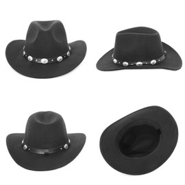 Australian Style Western Down Under Bush Hat Western Cowboy Hat with Belt for Men and Women, black