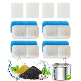 oneisall Cat Water Fountain Filters Replacement, 4 Pack for 67oz/2L Stainless Steel Fountain, Easy to Install and Clean