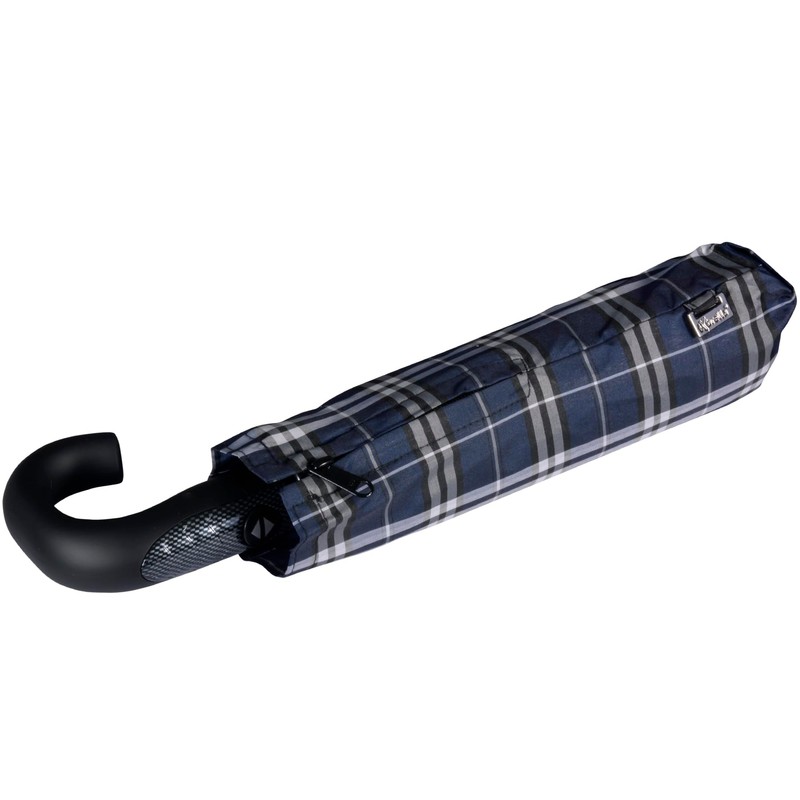 iX-brella Men's Pocket Umbrella Open-Close Automatic Round Hook Handle, Carbon