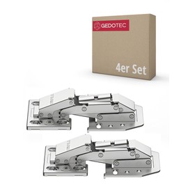 Gedotec Upfold Hinge with Soft-Close Damping | Pack of 4 - CH 350 | Nickel-Plated Steel | Adjustable Cabinet Hinge | Furniture Hinge for Overlying Stop | Caravan Hinge