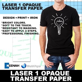 Laser 1 Opaque 1 Step/Darks Heat Transfer Paper For Laser Printers 8.5x11 (100 Sheets)