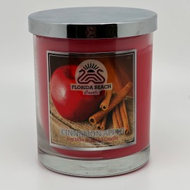 Florida Beach Candle, Cinnamon Apple. Long-Lasting Scented Candle(40-50hrs), 11oz, Double Cotton Wick, 100% Natural Soy, Home Scented and Decoration, Aromatherapy, Anti-Stress.
