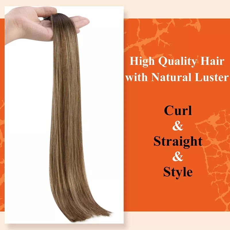 Full Shine Extensiones Cabello Natural Ombre Con Raíces Oscur 14in