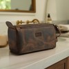 LEATHER VILLAGE Premium Leather Travel Toiletry Bag - Unisex Water-Resistant