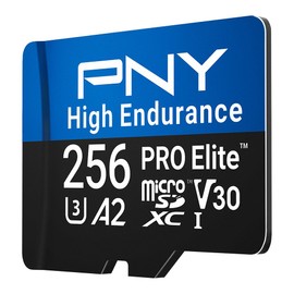 PNY 256GB PRO Elite™ High Endurance C10 U3 V30 A2 microSDXC Flash Memory Card - Up to 100/90MB/s Read/Write, 4K UHD, Full HD, UHS-I, Surveillance, Home Security, Dash Cam