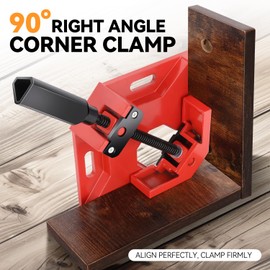 Auto Dynasty 2pcs 90 Degree Corner Clam Universal Perfect Right-Angled Clamp, Quick Release Corner Clamps for Woodworking Picture Framing, Red