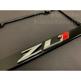 License Plate Frame Shop 1x "ZL1" 3D Emblem Badge BLACK Stainless License Plate Frame RUST FREE + S.Cap