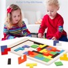 Qinsky Holzpuzzle Tangram,40er Pack Holz-Puzzle Jigsaw Geometrische Blöcke Holz Puzzle