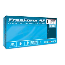 Microflex Freeform SE Exam Gloves, PF Nitrile, Textured Fingers, Blue, Large (Pack of 100)