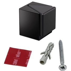 Gedotec Floor Door Buffer Stainless Steel Door Stopper Square – KIRA | Rubber Buffer for Floor Mounting | Metal Stop Buffer for Screwing or Gluing | 1 Piece - Design Stopper Black with Mounting