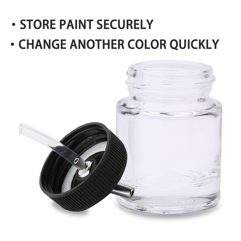 Langlengtec 10pcs 18cc Glass Airbrush Bottles Kit with Adapter Caps