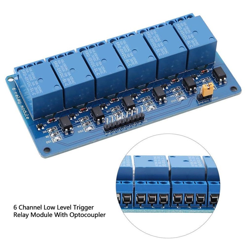 6 Channel Relay Module Low Level Trigger with Optocoupler 5V/12V/24V