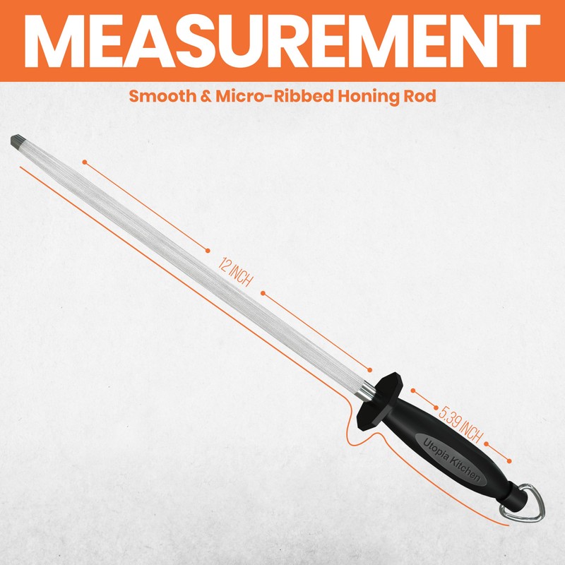 Utopia Kitchen Knife Sharpener Rod 12 Inch, Professional Honing Rod