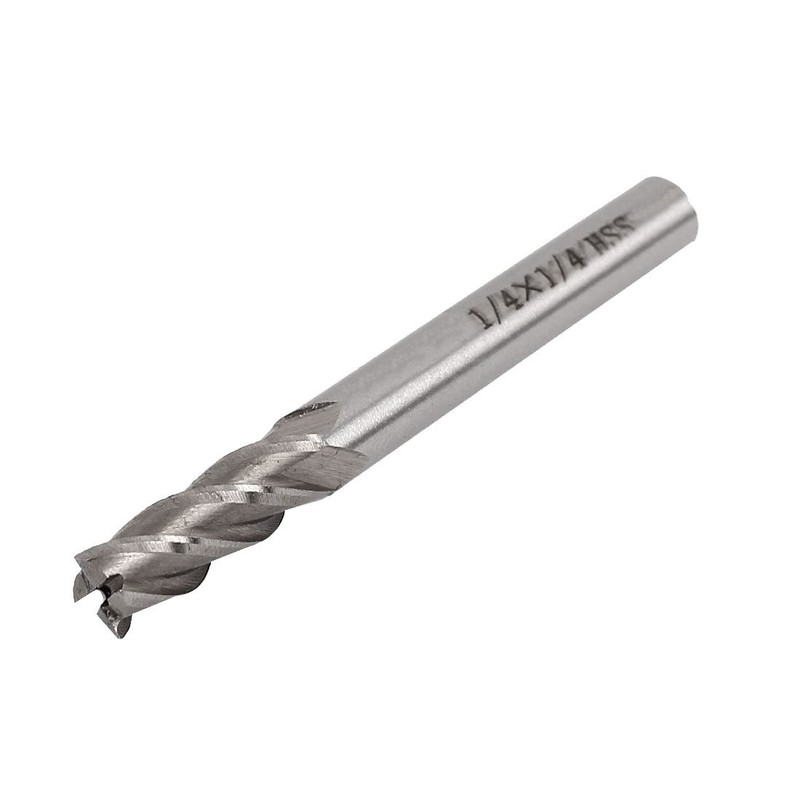 uxcell 1/4" x 1/4" 4 Flute Straight Shank HSS Spiral