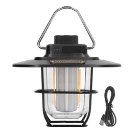 Camping Lantern Rechargeable Battery Powered Outdoor Potable Walking Tent Lamp Failure Emergency Light Black
