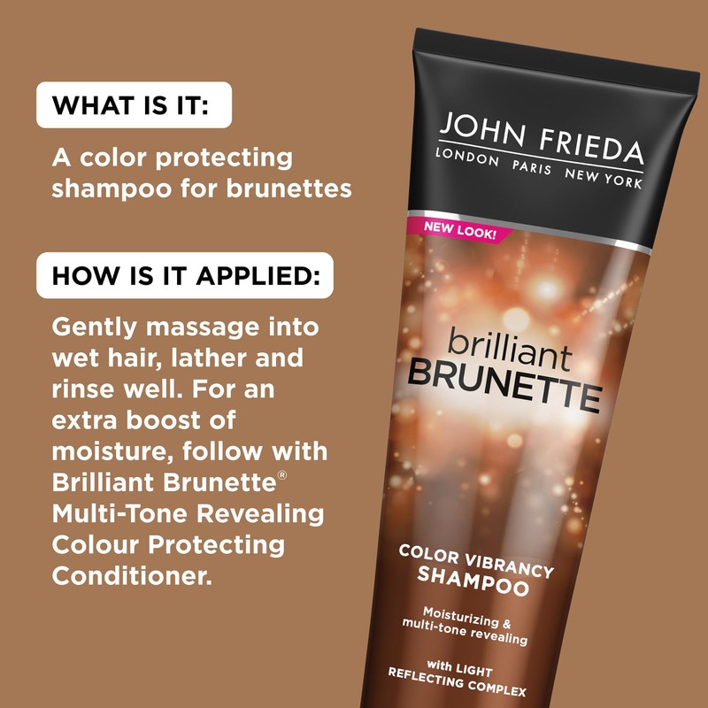 John Frieda Brilliant Brunette Multi-Tone Revealing Shampoo, Color Protecting Shampoo,