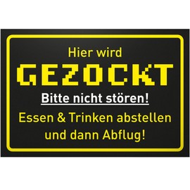 DankeDir! Gezockt - Sign 30 x 20 cm - Student Decoration Party Gamer Door Sign Room Party Decoration Gift Idea - Youthful Gamer Birthday Gift Boys Teenager Gift Decoration