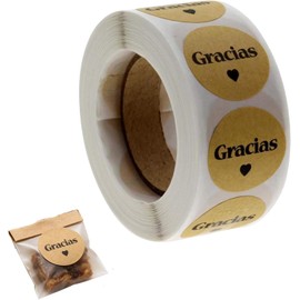 500 pegatinas marrones espaolas gracias gracias, etiquetas autoadhesivas de Kraft para pequeas empresas