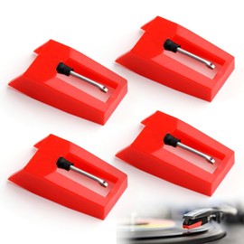 UIHRLM 4PCS Record Player Needle, Ruby Tip Record Needle Turntables Stylus, Record Needle Replacement Accessories Compatible with Amstrad Vinyl Player Turntable Phonograph Suitcase Turntable