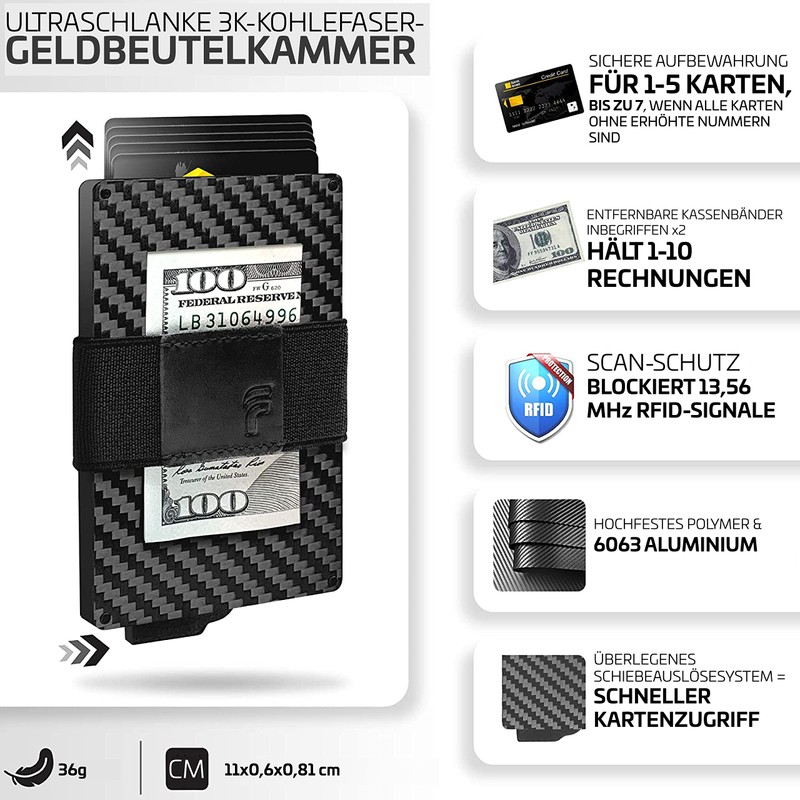 Fidelo Men's Wallet, Minimalist, Slim, RFID Protection, with Coin Compartment