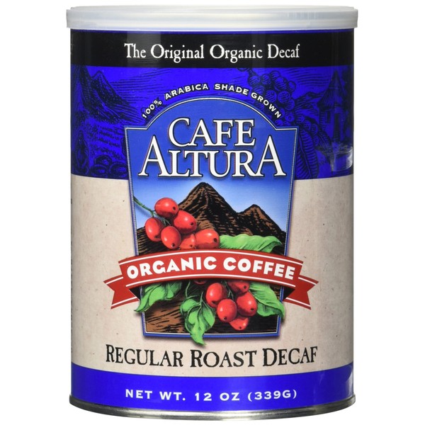 Cafe Altura Organic Coffee, Regular Roast Decaf, Ground Coffee, 12 Ounce Can