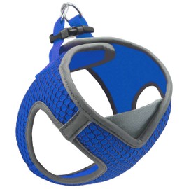 KRUZ PET KZA308-02XS Reflective V-Neck Step in Mesh Dog Harness - No Pull, Quick Fit, Comfortable, Velcro-Adjustable Pet Harnesses for Walking & Training - Small, Medium Dogs - Blue,X-Small