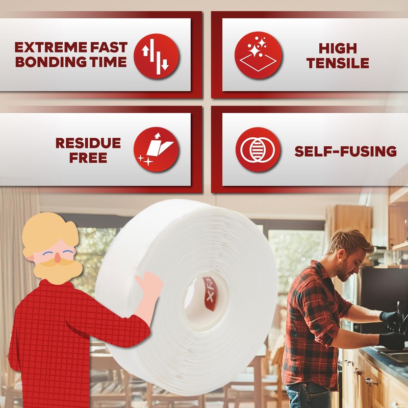XFasten Self Fusing Silicone Tape Waterproof White– 1" x 36