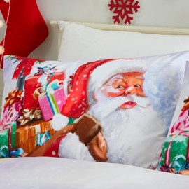 Fusion - Santa in the Snow Duvet Cover - Single Bedding Size (140 x 200cm) - 1x Pillowcase Included - Easy Care - Father Christmas & Snowman Duvet Cover - Traditional Christmas Bedding