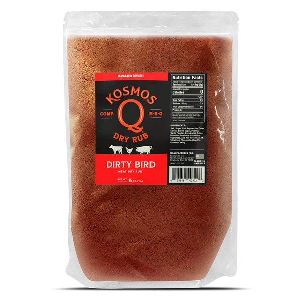Kosmos Q Dirty Bird BBQ Rub | Savory Blend | Great on Ribs, Chicken, Pork, Steaks & Brisket | Best Barbecue Rub | Meat Seasoning & Spice Dry Rub | 1 Lb Bag