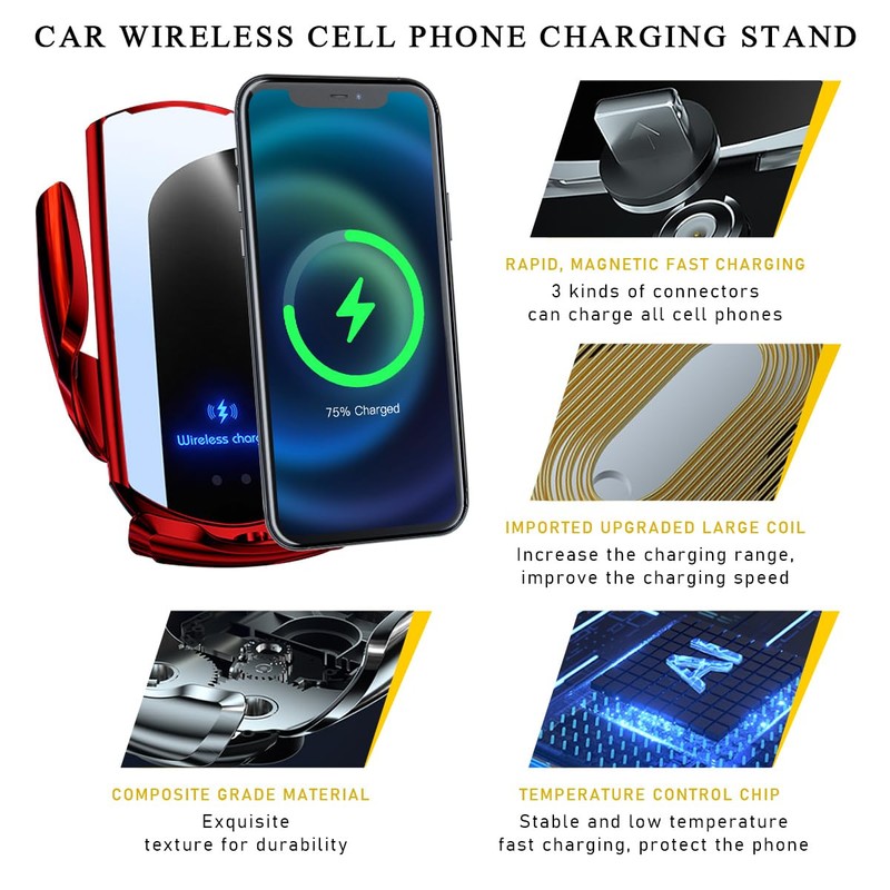 Wireless Car Charger Mount, 15W Automotive Electric Wireless Charger Holder,