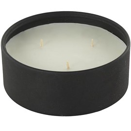 Deco 79 Metal Decorative Candle Creamy Vanilla Swirl Scented Textured 22oz 3 Wick Aromatherapy Candle with White Wax, Wax Aromatherapy Candle 6" x 6" x 3", Black