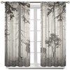 Deer Blackout Curtain,Grey Misty Forest Rustic Wildlife Moose Mountain Elk