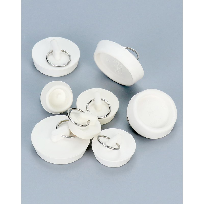 QWORK Rubber Drain Stopper, 8 Pack White Sink Stopper Drain