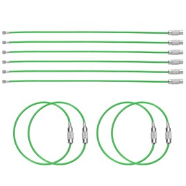 sourcing map 10pcs Wire Keychain Cable 6" Plastic Coated 1.5mm Stainless Steel Keychains Key Ring Cable Loop Rings for Hanging Luggage Tags Key ID Tags, Green